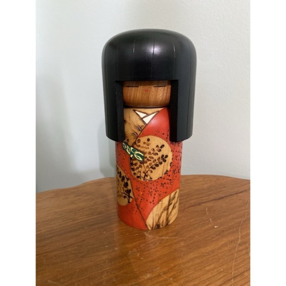 Vintage Japanese Sosaku Kokeshi Doll‎ Wooden Kazuo Takamizawa 6.5" Signed